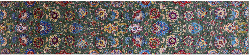 Runner Wool & Silk Persian Tabriz Hand Knotted Rug - Manhattan Rugs