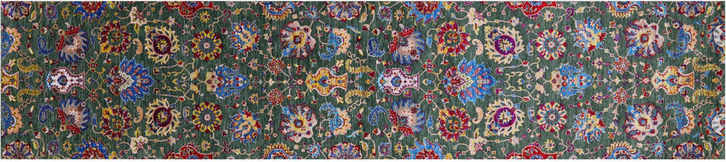 Runner Persian Tabriz Hand Knotted Wool & Silk Rug - Manhattan Rugs