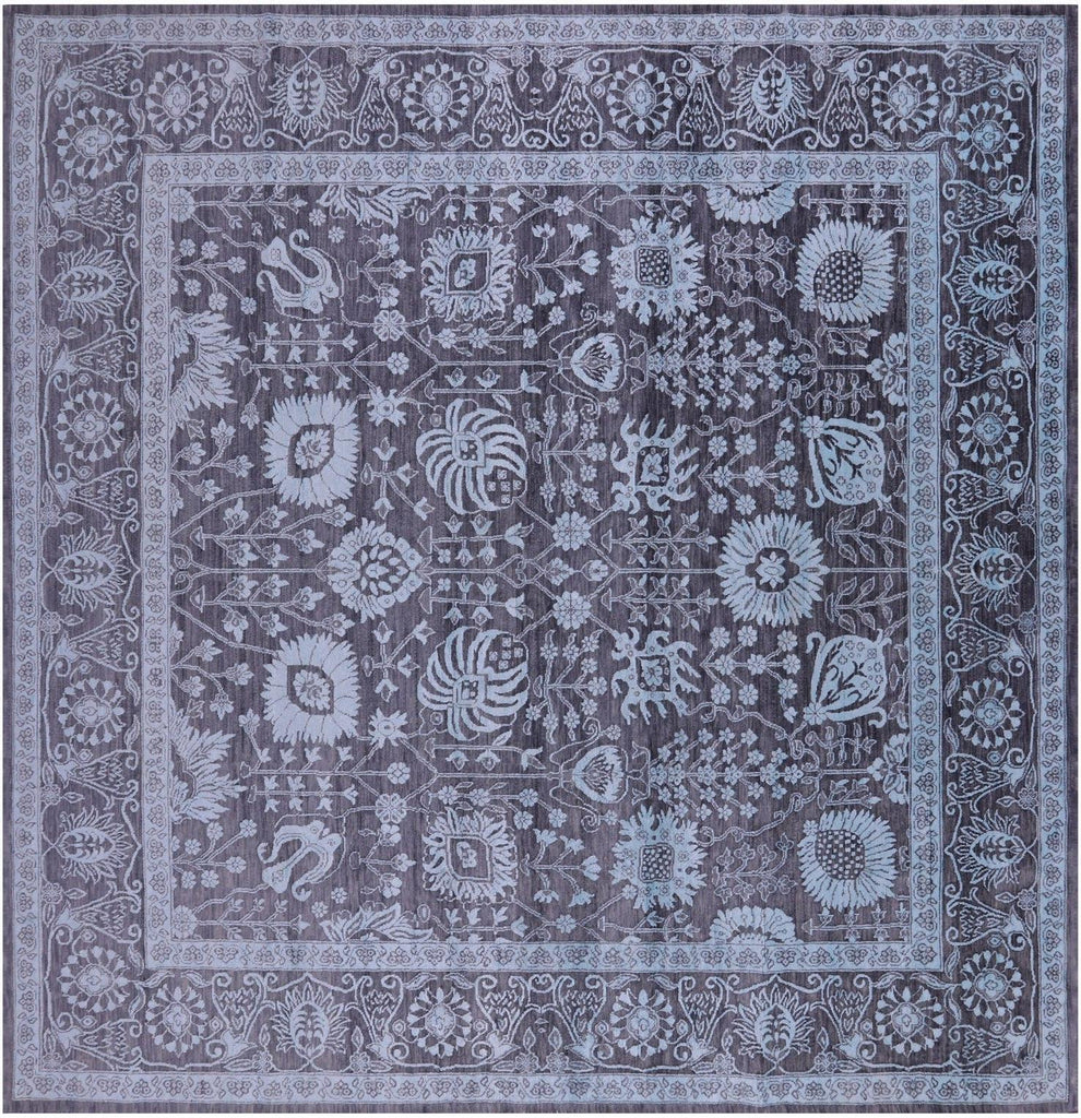 Square Persian Tabriz Hand Knotted Wool & Silk Rug - Manhattan Rugs