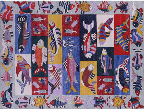 Gabbeh Fish Design Handmade Wool Rug - Manhattan Rugs