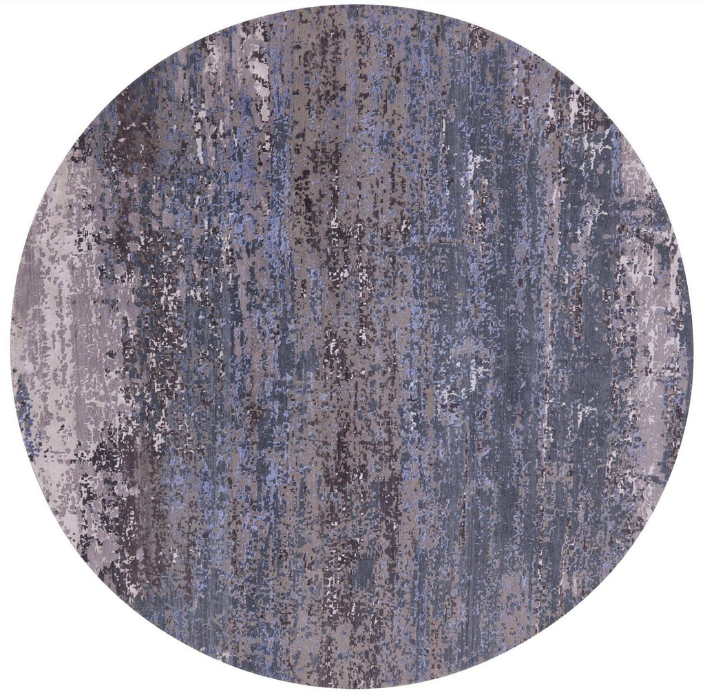 Round Wool & Silk Modern Abstract Hand Knotted Rug - Manhattan Rugs