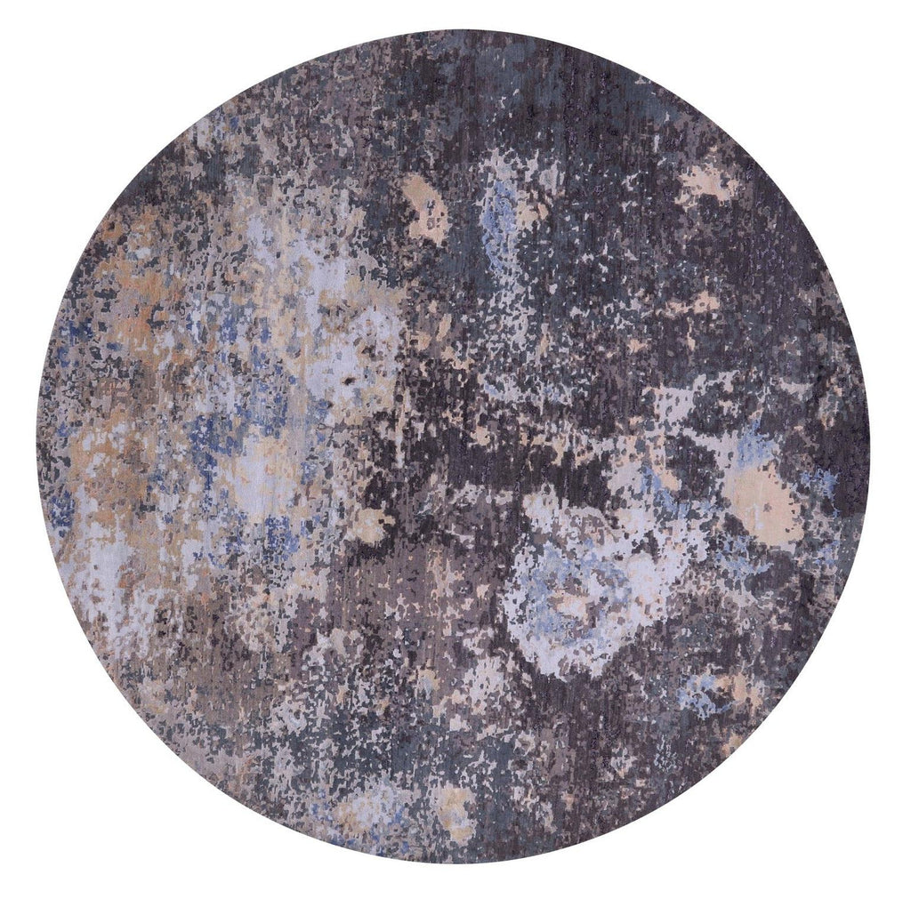 Round Modern Abstract Handmade Wool & Silk Rug - Manhattan Rugs