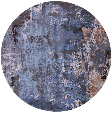 Round Handmade Wool & Silk Modern Abstract Rug - Manhattan Rugs