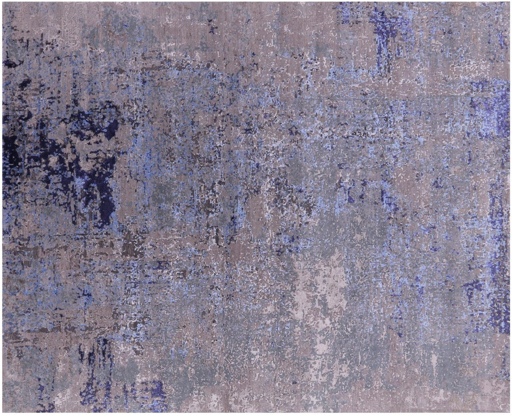 Modern Abstract Wool & Silk Hand Knotted Rug - Manhattan Rugs