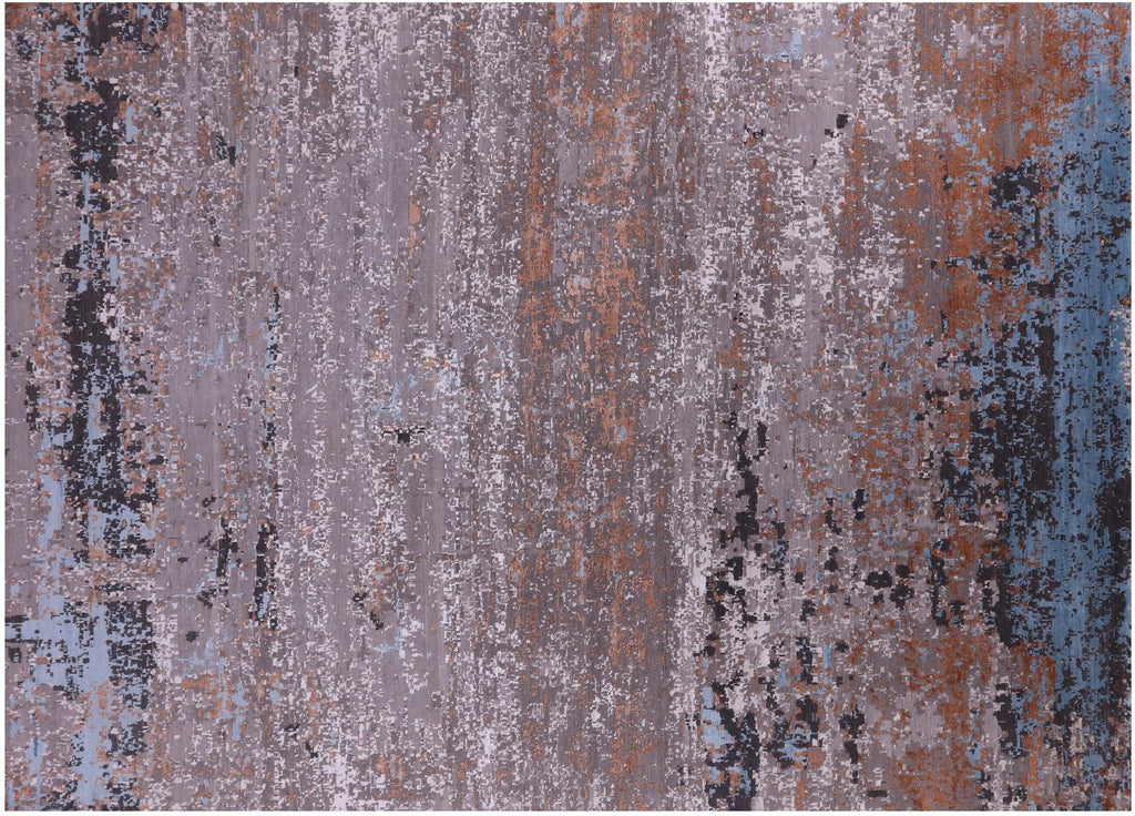 Abstract Wool & Silk Hand-Knotted Rug - Manhattan Rugs