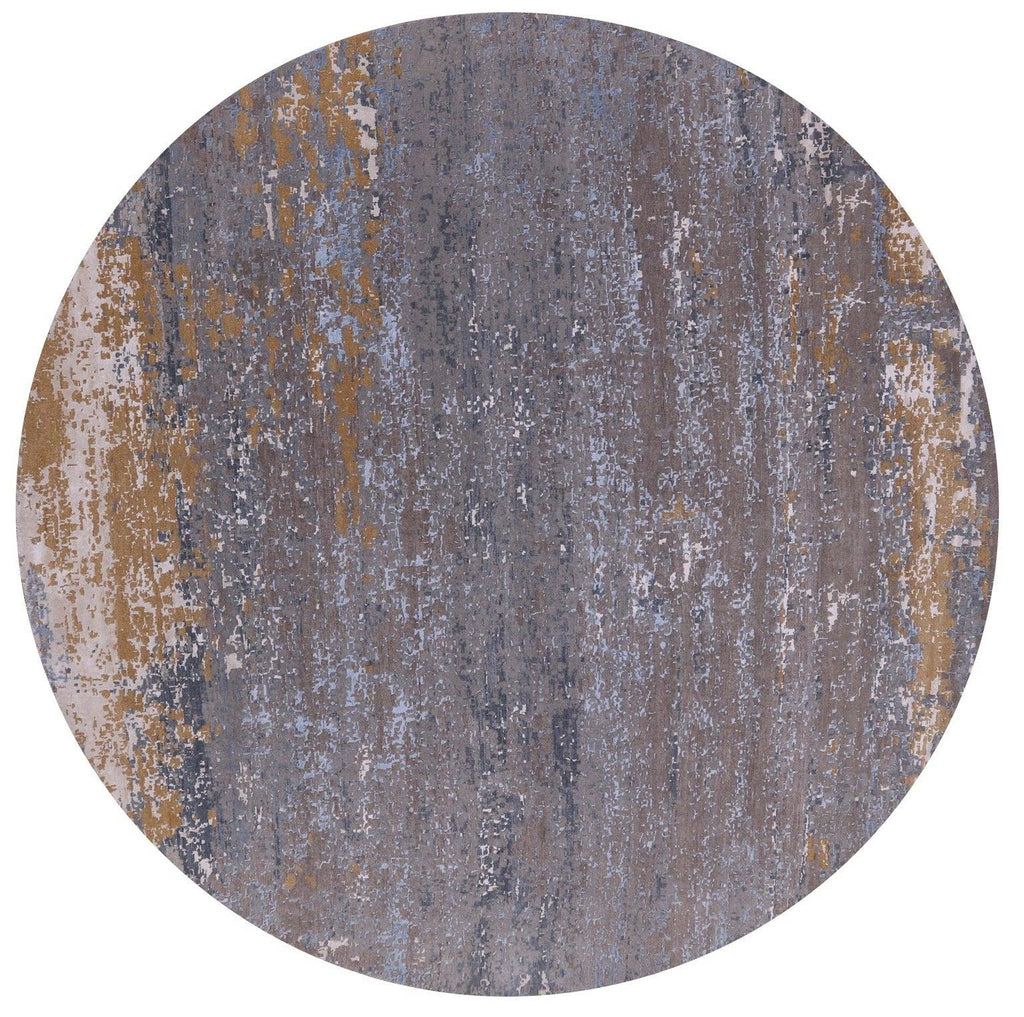 Round Abstract Wool & Silk Handmade Rug - Manhattan Rugs