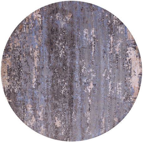 Round Hand Knotted Wool & Silk Abstract Rug - Manhattan Rugs