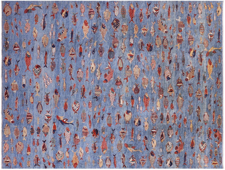 Handmade Gabbeh Fish Design Wool Rug - Manhattan Rugs