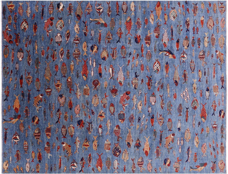 Hand-Knotted Gabbeh Fish Design Rug - Manhattan Rugs