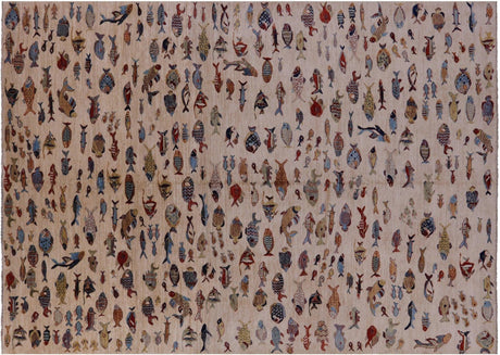 Gabbeh Fish Design Hand Knotted Rug - Manhattan Rugs