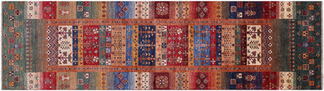 Persian Gabbeh Tribal Hand-Knotted Runner Rug - Manhattan Rugs