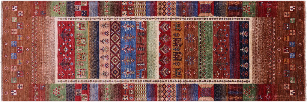 Tribal Persian Gabbeh Hand Knotted Wool Runner Rug - Manhattan Rugs