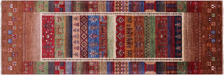 Tribal Persian Gabbeh Hand Knotted Wool Runner Rug - Manhattan Rugs
