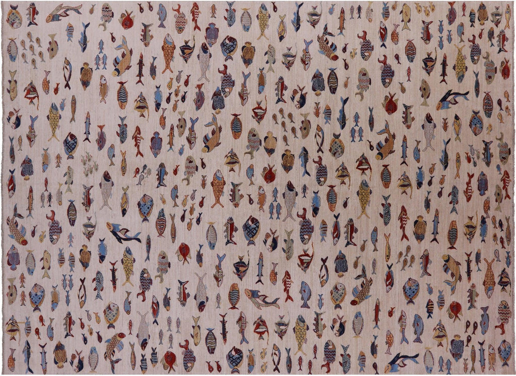 Gabbeh Fish Design Hand Knotted Wool Rug - Manhattan Rugs