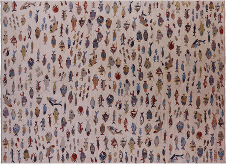 Gabbeh Fish Design Hand Knotted Wool Rug - Manhattan Rugs