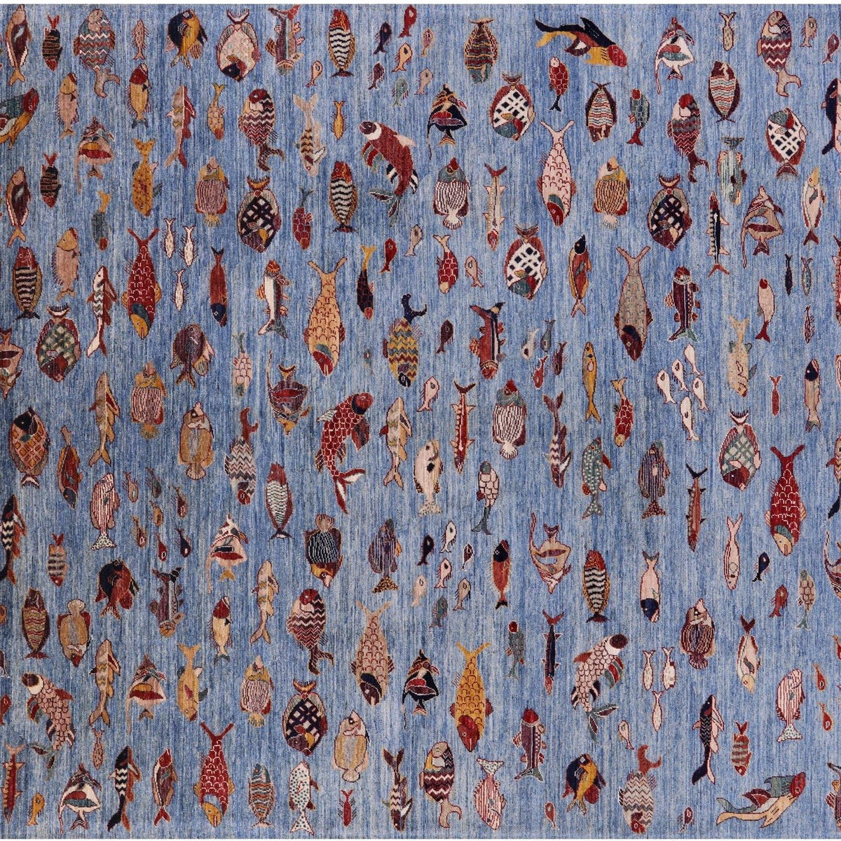 Gabbeh Fish Design Handmade Rug 8' 1