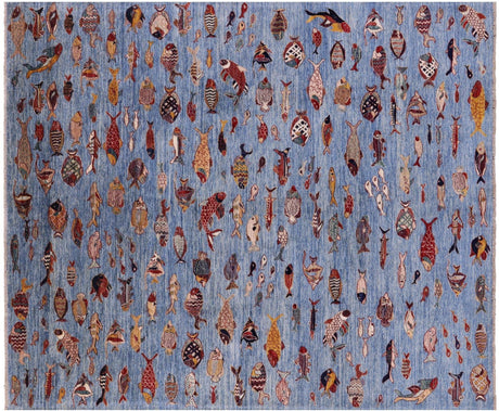 Gabbeh Fish Design Handmade Rug - Manhattan Rugs