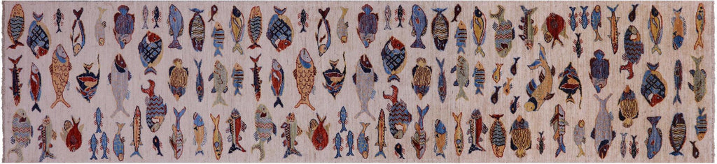 Runner Gabbeh Fish Design Handmade Rug - Manhattan Rugs