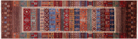Runner Persian Gabbeh Tribal Hand Knotted Rug - Manhattan Rugs