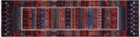 Runner Persian Gabbeh Tribal Hand-Knotted Wool Rug - Manhattan Rugs