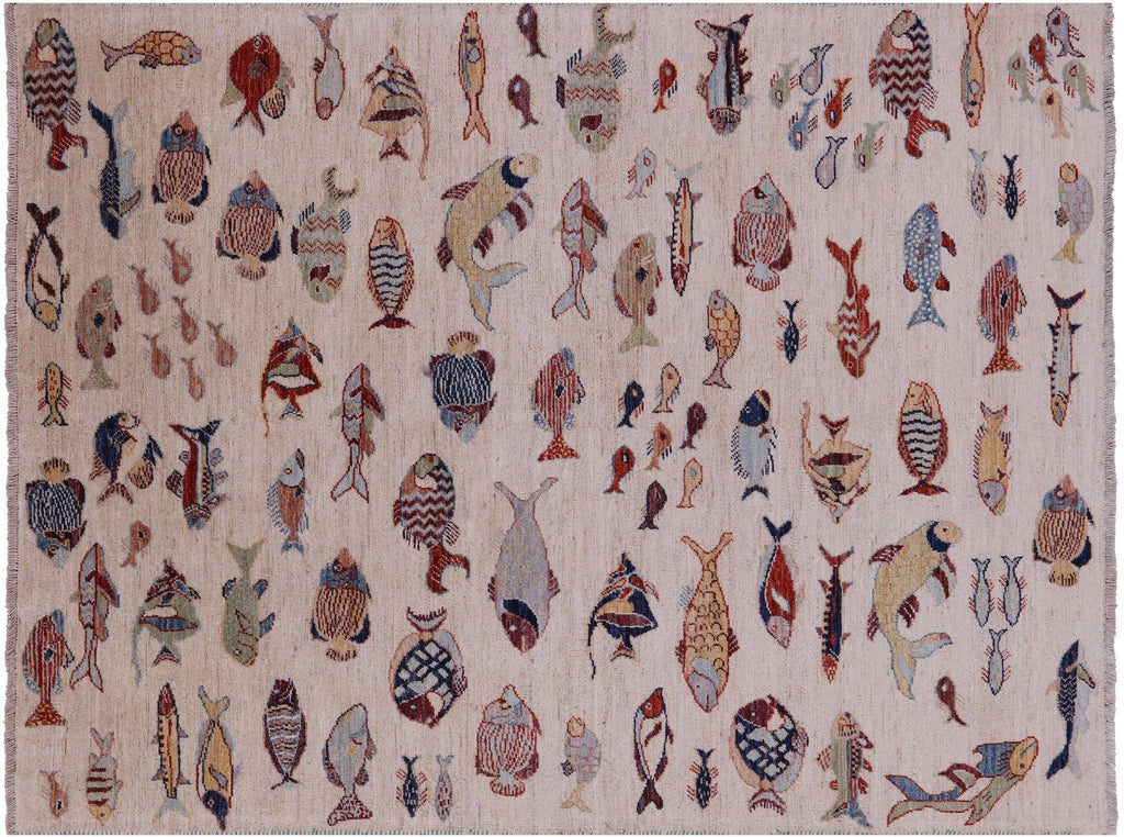 Gabbeh Fish Design Hand Knotted Rug - Manhattan Rugs
