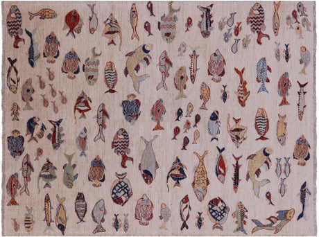 Gabbeh Fish Design Hand Knotted Rug - Manhattan Rugs