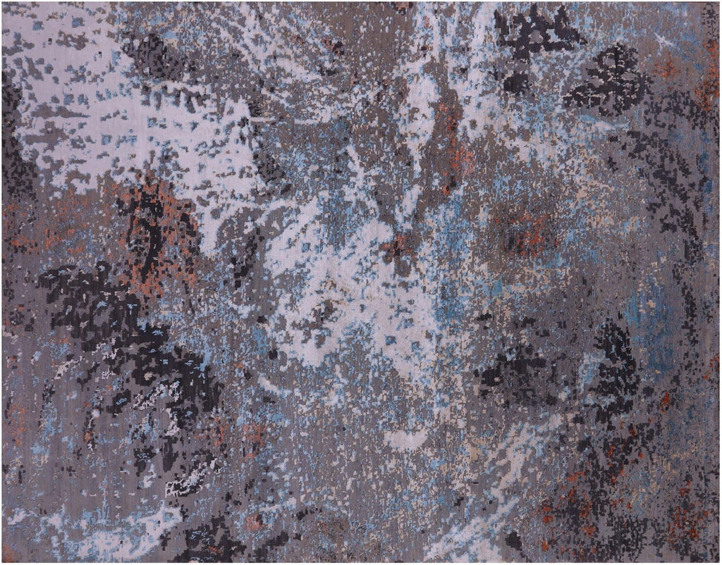 Hand-Knotted Modern Abstract Wool & Silk Rug - Manhattan Rugs