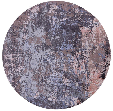 Round Wool & Silk Abstract Modern Handmade Rug - Manhattan Rugs