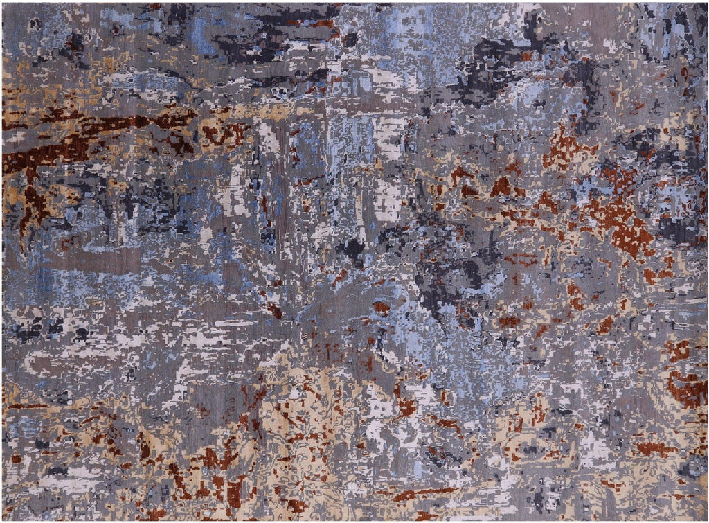 Abstract Modern Wool & Silk Hand Knotted Rug - Manhattan Rugs