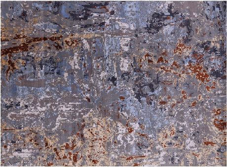 Abstract Modern Wool & Silk Hand Knotted Rug - Manhattan Rugs