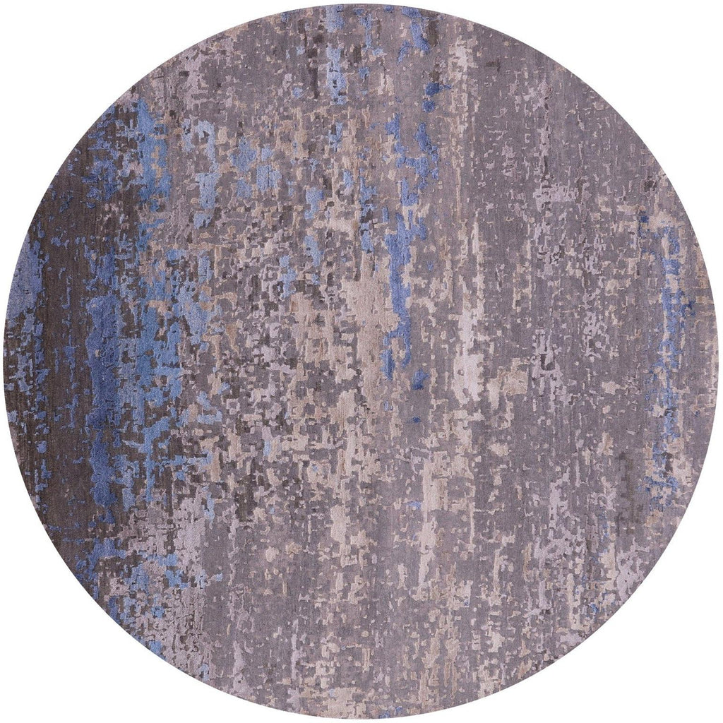 Round Modern Abstract Handmade Wool & Silk Rug - Manhattan Rugs