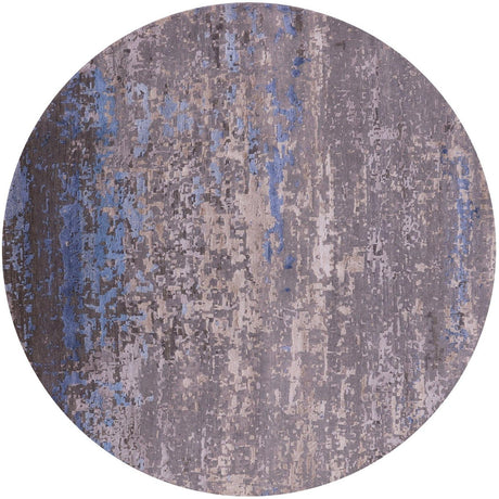 Round Modern Abstract Handmade Wool & Silk Rug - Manhattan Rugs