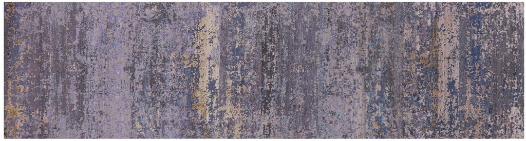 Runner Abstract Handmade Wool & Silk Rug - Manhattan Rugs