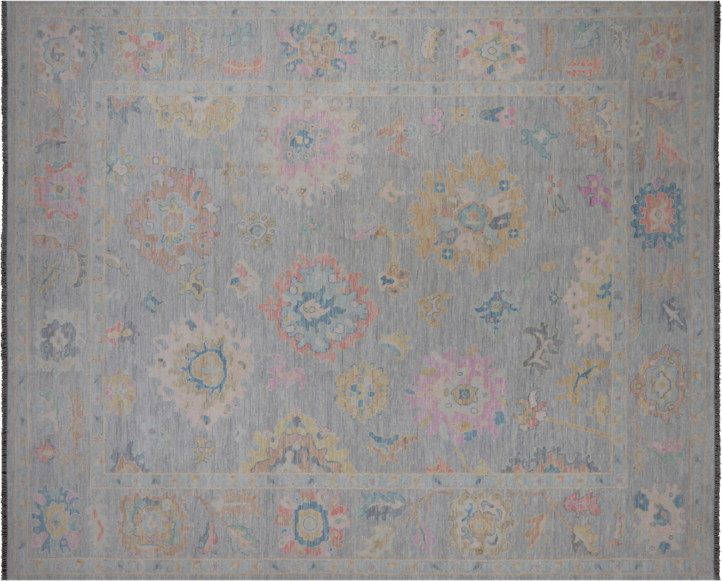 SUPER SALE Silver 12' 3" X 15' 0" Turkish Angora Oushak Hand Knotted Wool Rug - Q21203