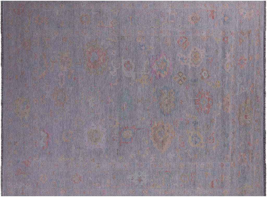 SUPER SALE Silver Hand-Knotted Turkish Angora Oushak Wool Rug 10' 1" X 14' 0" - Q21230