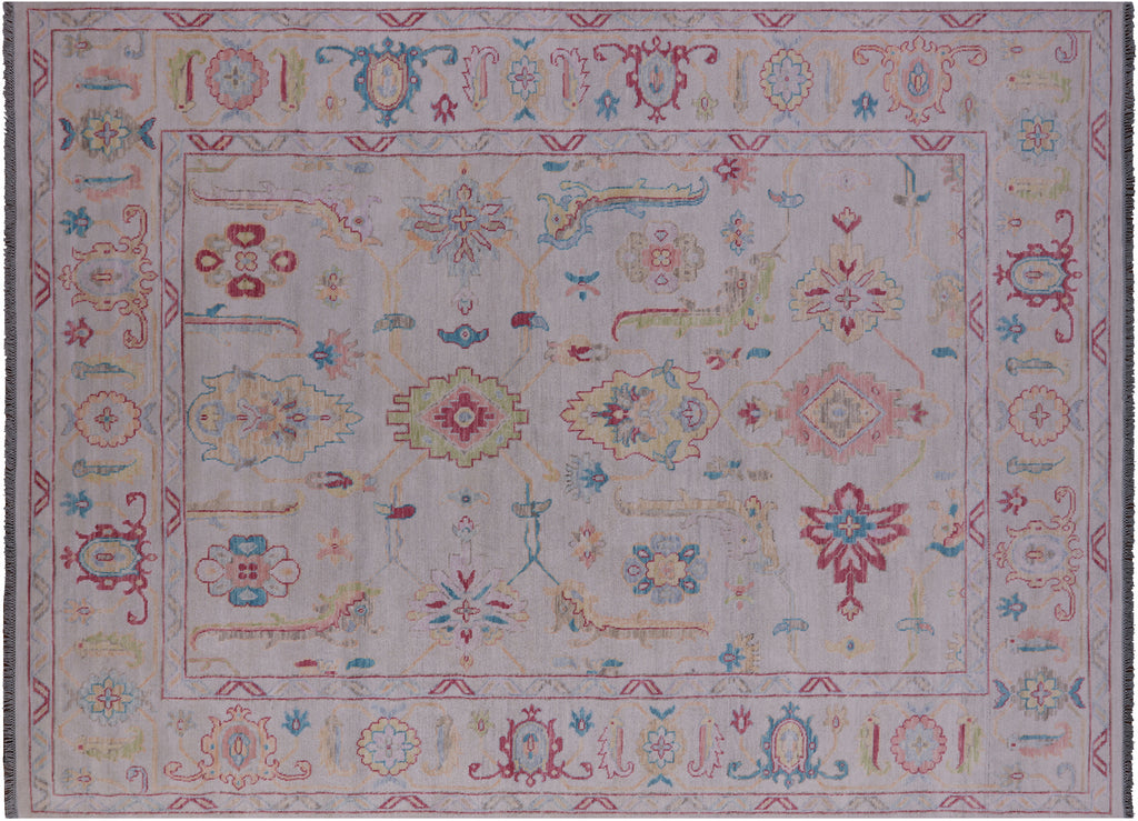 Ivory Turkish Angora Oushak Hand Knotted Wool Rug 9' 11" X 13' 10" - Q21245