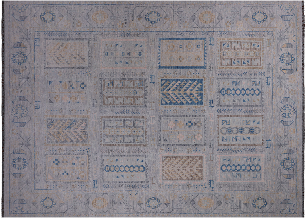 Silver Persian Gabbeh Tribal Hand Knotted Wool Rug 10' 3" X 14' 2" - Q21249