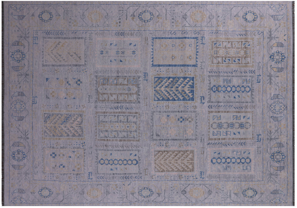 Silver Persian Gabbeh Tribal Hand Knotted Wool Rug 10' 3" X 14' 2" - Q21249