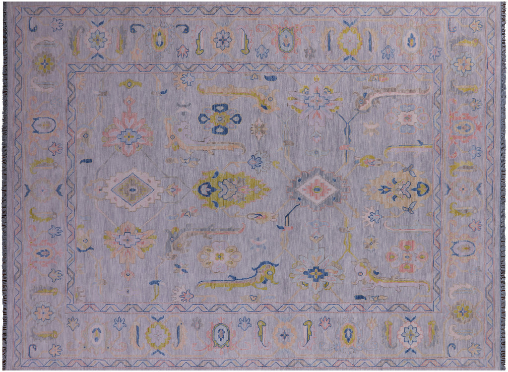 Silver Hand Knotted Turkish Angora Oushak Wool Rug 10' 3" X 13' 8" - Q21261