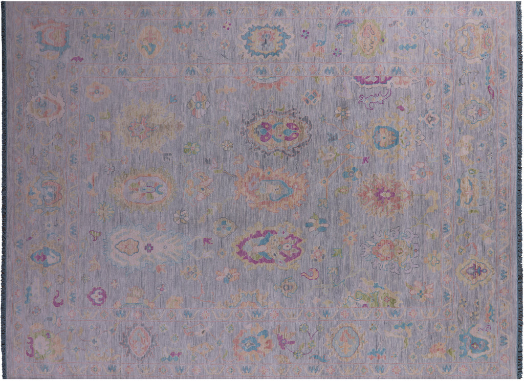 Silver Turkish Angora Oushak Handmade Wool Rug 10' 0" X 13' 11" - Q21271