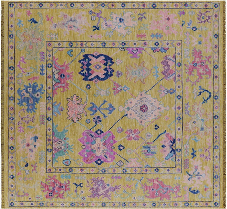 Square Turkish Oushak Hand Knotted Wool Rug - Manhattan Rugs