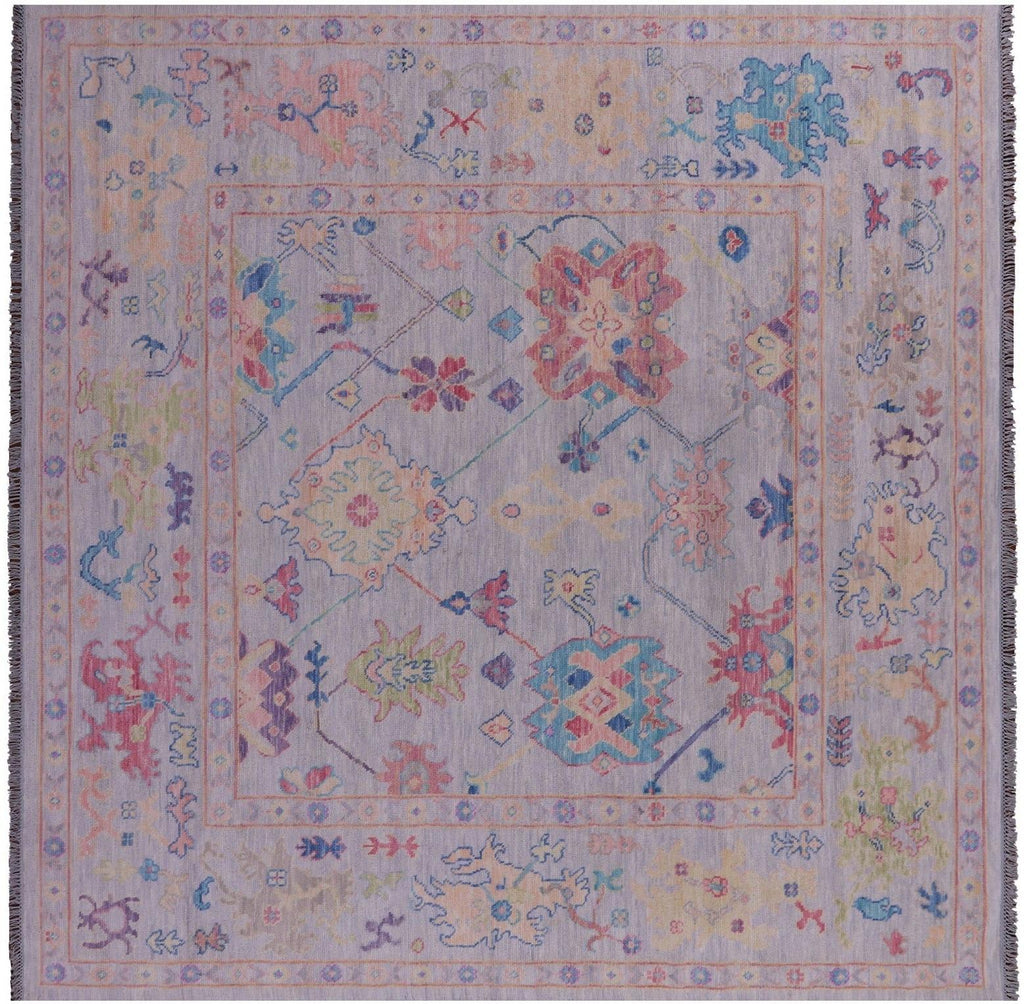 Square Hand-Knotted Turkish Oushak Rug - Manhattan Rugs