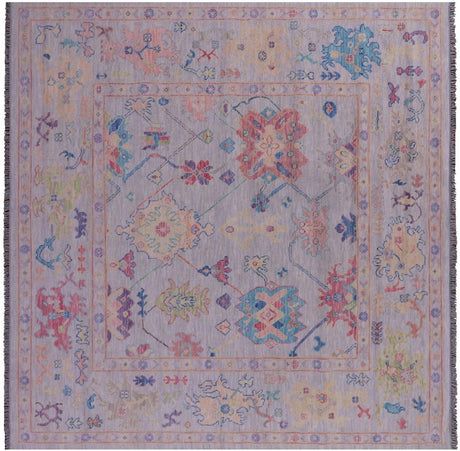 Square Hand-Knotted Turkish Oushak Rug - Manhattan Rugs