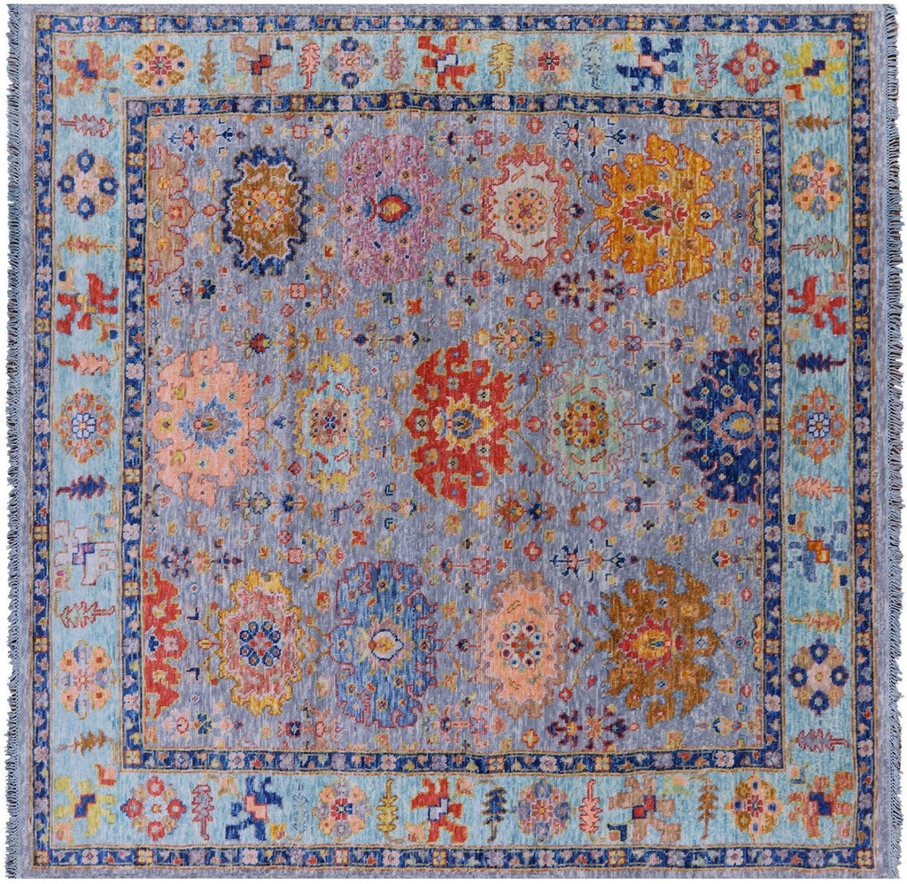 Square Hand Knotted Turkish Oushak Wool Rug - Manhattan Rugs