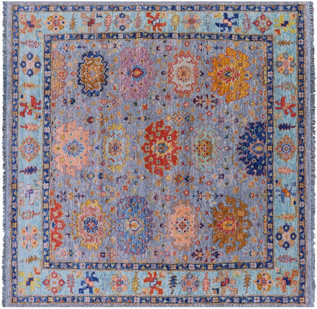 Square Hand Knotted Turkish Oushak Wool Rug - Manhattan Rugs