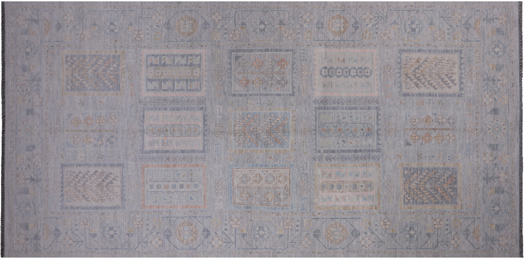 Silver 8' 0" X 16' 4" Persian Gabbeh Tribal Handmade Wool Rug - Q21346