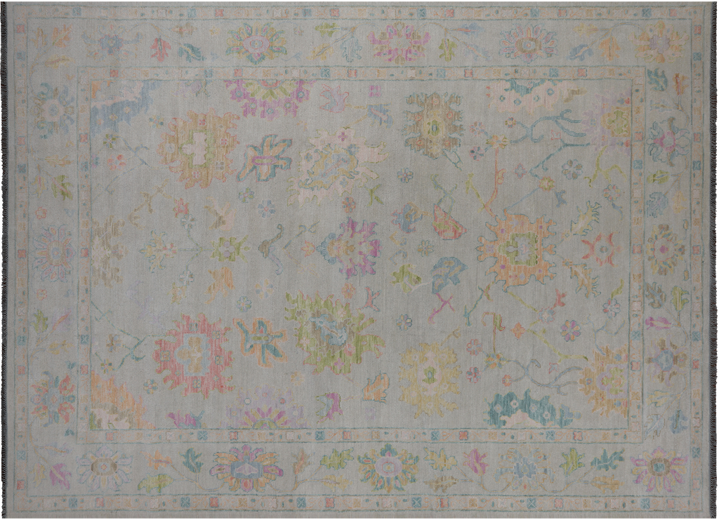 SUPER SALE Ivory 10' 1" X 13' 9" Turkish Angora Oushak Hand Knotted Wool Rug - Q21349