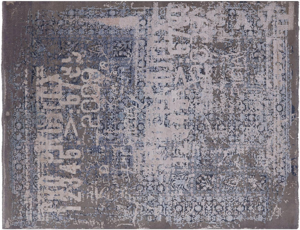 Abstract Hand Knotted Silk With Oxidized Wool Persian Area Rug - Manhattan Rugs