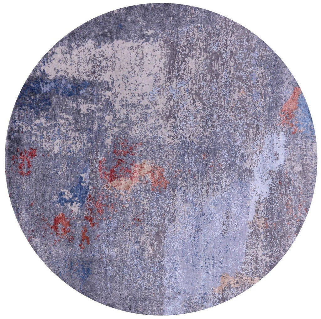 Round Wool & Silk Modern Abstract Hand Knotted Rug - Manhattan Rugs