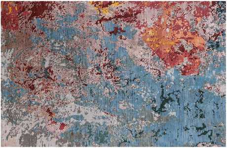 Wool & Silk Abstract Hand Knotted Rug - Manhattan Rugs